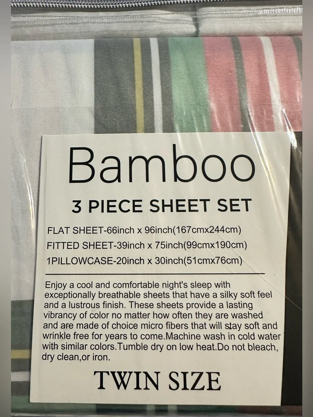 New Organic Earth Bella Home 3pc Twin Bamboo Sheet Set~Ultra Plush~Wrinkle Free